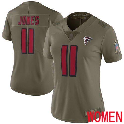 Atlanta Falcons Limited Olive Women Julio Jones Jersey NFL Football #11 2017 Salute to Service